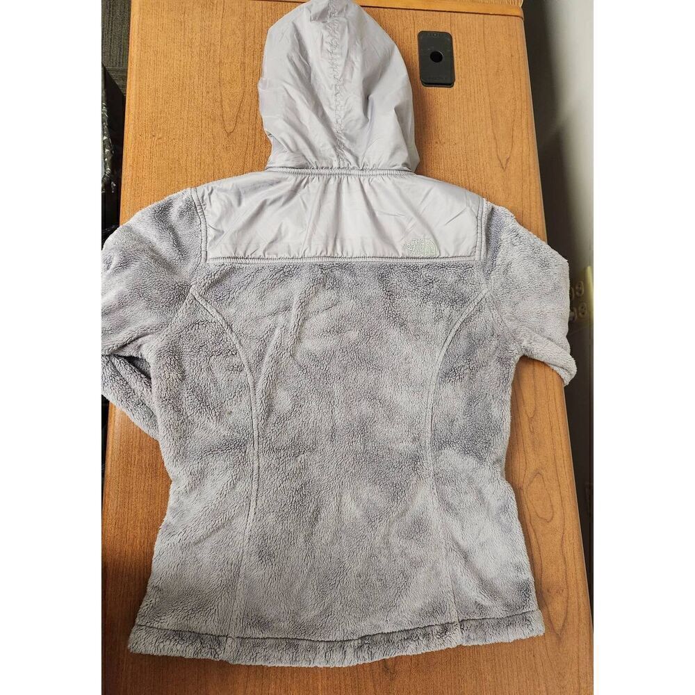 THE NORTH FACE WOMEN'S SILVER GRAY FULL ZIP FLEECE HOODED JACKET Sz SMALL - Picture 7 of 7